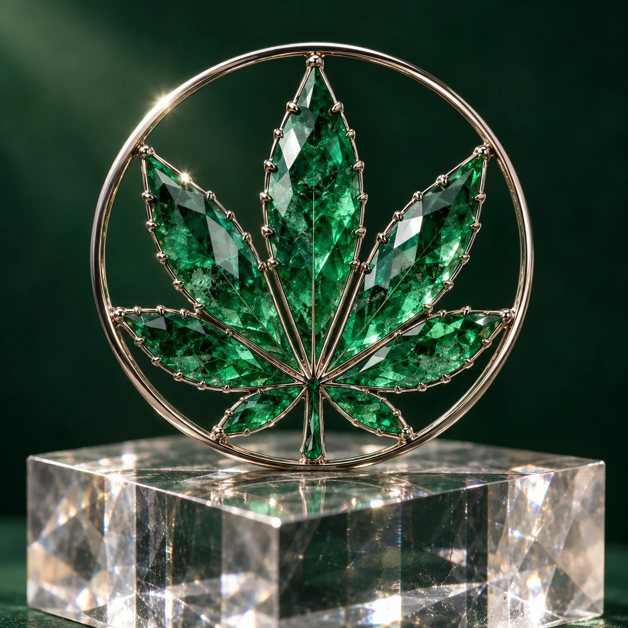 Polished emerald crystal centerpiece